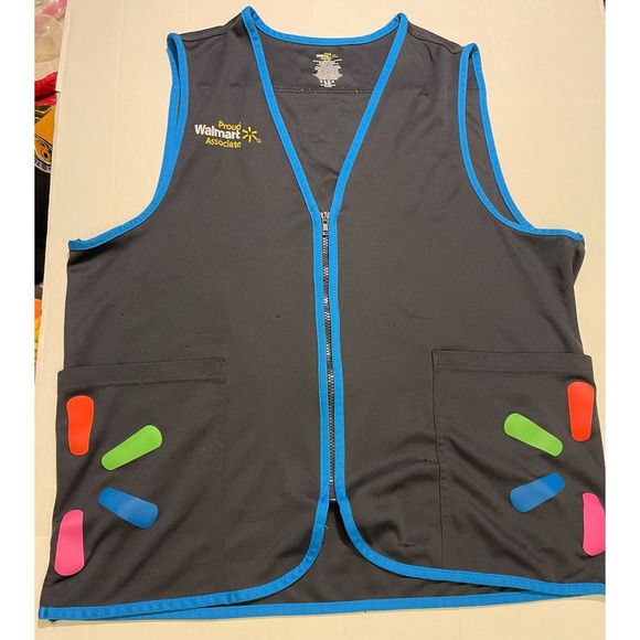 Walmart Vest Sz Large Gray Blue Work Uniform Proud Associate Zip Logo - Picture 1 of 10